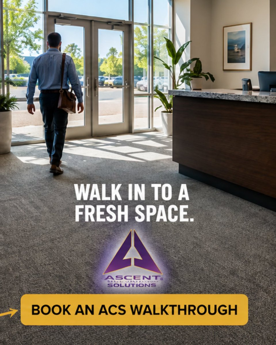AscentCleaning's tweet photo. Your commercial carpet can look clean while hiding years of traffic buildup and embedded dirt.

Clean carpet. Better first impression.

Book an ACS walkthrough.

#CommercialCleaning #FacilityManagement #CarpetCleaning https://t.co/hPJytknTXc