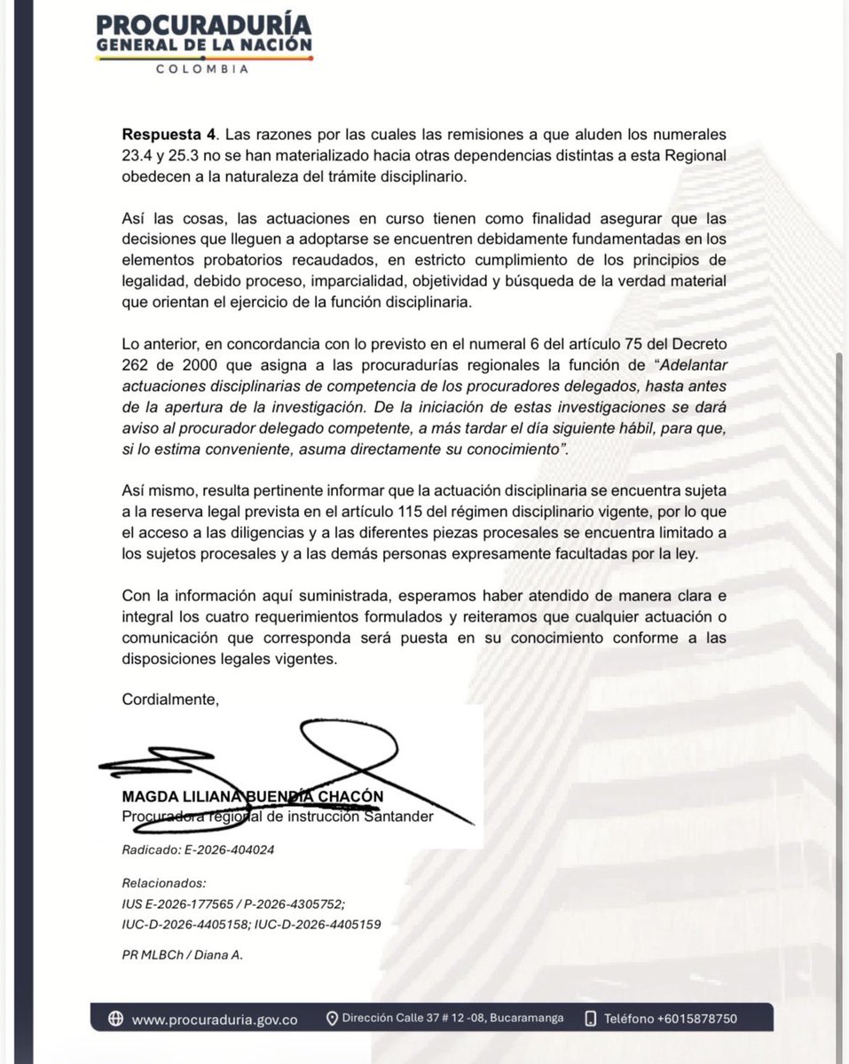 Palermo73's tweet photo. OJO. La @PGN_COL confirmó que los hallazgos de su actuación preventiva sobre el empréstito ya derivaron en actuaciones disciplinarias: indagación previa contra @Cportilla40 e investigación disciplinaria contra los 14 concejales por las ilegalidades en su aprobación. @ConcejoBGA_ https://t.co/zZxOQUJ1F7
