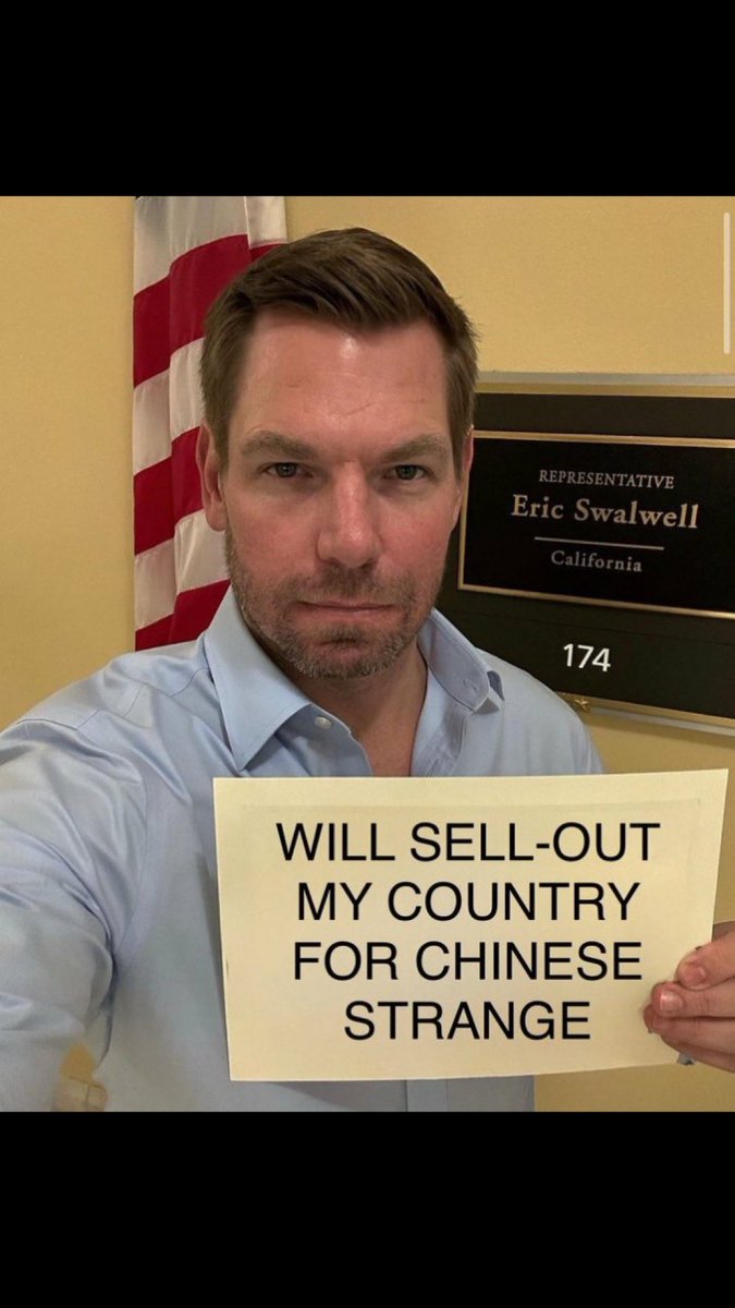 BuzzPatterson's tweet photo. BREAKING: Eric Swalwell was met at the SFO Airport by FBI, and his devices were taken into custody. The FBI also searched his DC home. 

He’s going down…and it’s glorious. Justice!💪🇺🇸🔥 https://t.co/tDkNUGBlOs
