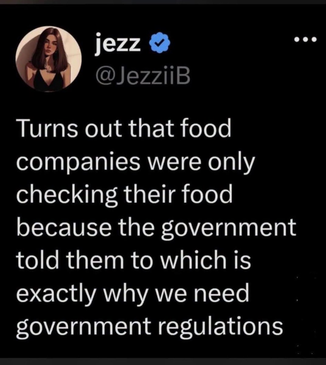 mcsquared34's tweet photo. We don’t have regulations on food companies bc bureaucrats love red tape and making life more difficult for people, we have food regulations bc food companies would literally sell us poison and garbage for profit if they could get away with it. https://t.co/MkJS07H4Wn