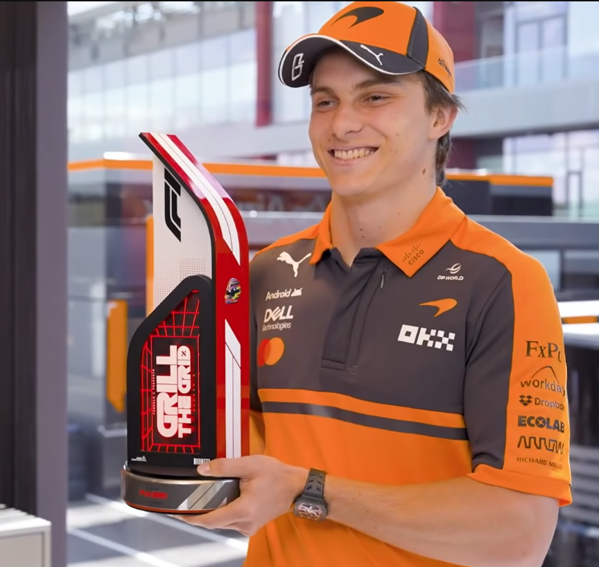 leclercsletters's tweet photo. oscar won grill the grid for the third year in a row 😭😭😭 https://t.co/bvx7R8vSyV