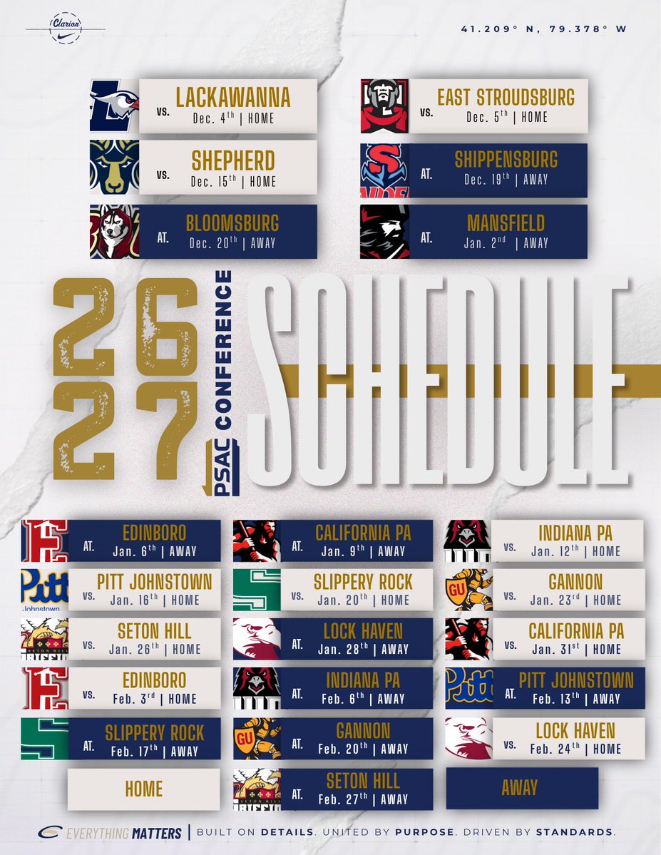 clarion_wbb's tweet photo. SCHEDULE DROP. 💥🗓️

The 2026–27 schedule is officially here. 🦅🏀

Mark your Calendars‼️

#EverythingMatters #ClarionWBB #WingsUp🦅 https://t.co/91l6LhYsdF