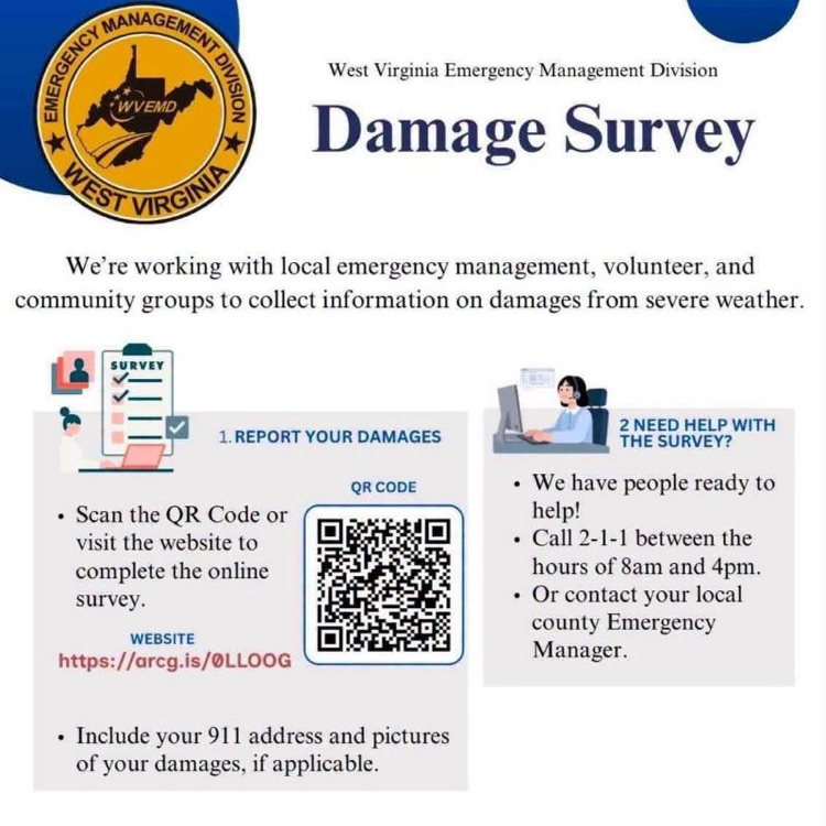 FCSWV's tweet photo. The Office of Emergency Management wants to help families who have experienced flood damage this past week. Refer to this graphic for help. https://t.co/lPXYQ2qvOn