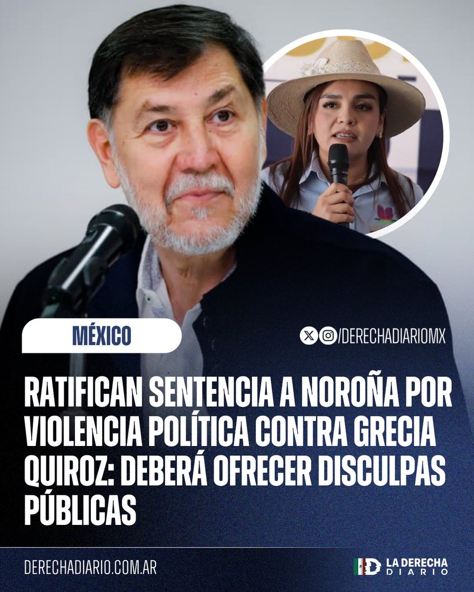 DerechaDiarioMX's tweet photo. 🚨🇲🇽 | EXCELENTE: Un tribunal ratificó la sanción al changoleón comunista Fernández Noroña por incurrir en violencia política de género contra la alcaldesa Grecia Quiroz, por lo que deberá ofrecerle disculpas públicas. https://t.co/rshUTmbr2S