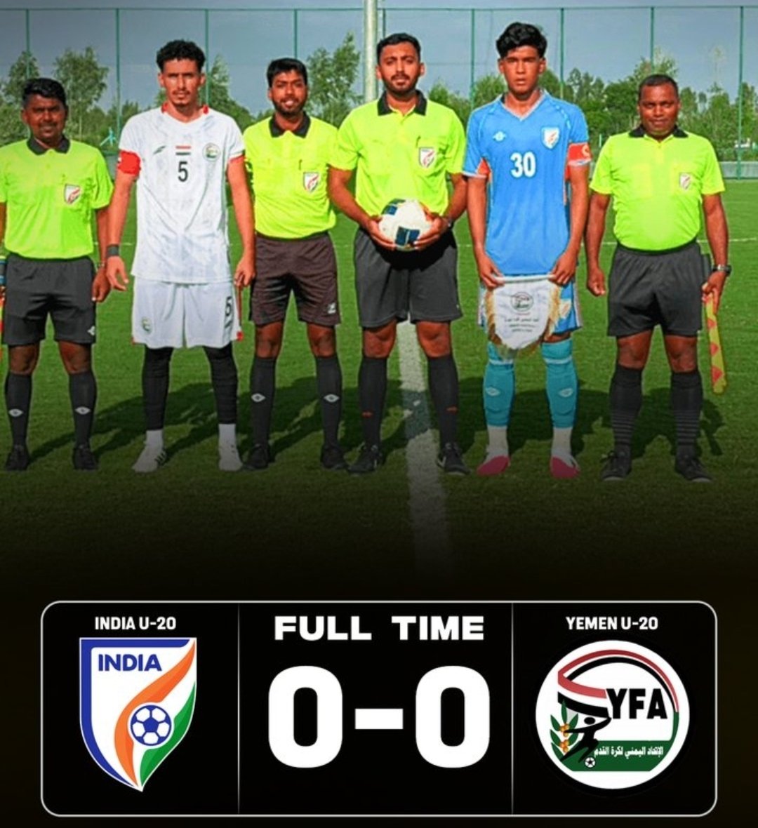 Suninday69's tweet photo. FULL TIME!

India U-20 men’s team play a 0-0 draw against Yemen in the first of two closed-door friendly matches at the Centre for Sports Excellence, Bengaluru. 

#IndianFootball #IndiaU20 https://t.co/LcVzO0nx9s