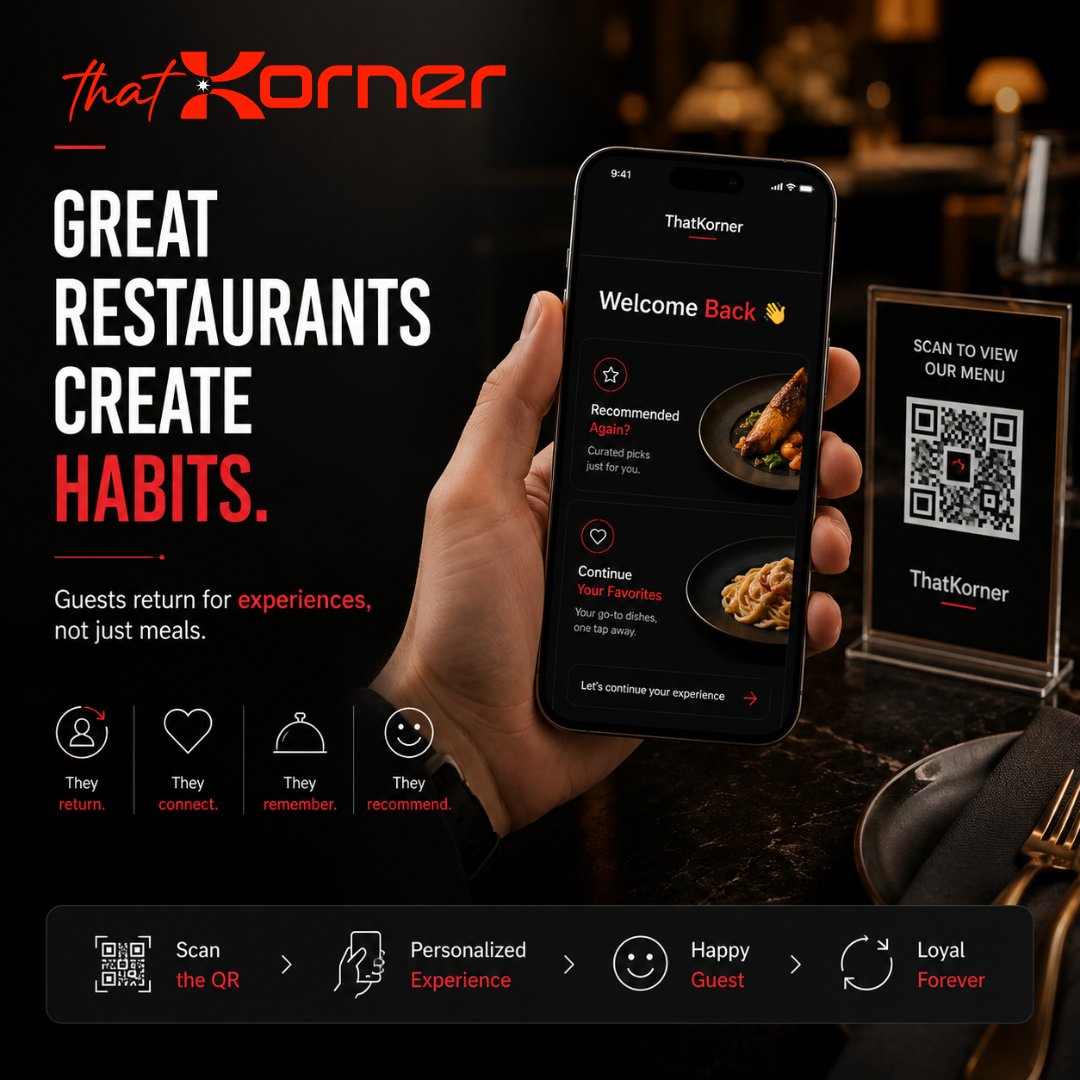 thatkorner's tweet photo. Great restaurants create more than memorable meals.

They create experiences guests return for.

Personalized recommendations. Remembered preferences. Stronger connections.

That’s how dining becomes a habit.

Read more

#RestaurantAI #HospitalityTech #GuestExperience https://t.co/SaKHLA93Zy