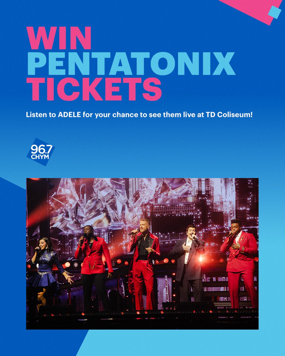 CHYM967's tweet photo. 🎄✨ Christmas is coming early on CHYM 96.7!

Want to see Pentatonix live at TD Coliseum on November 22? 🎶

All you have to do is listen to Adele! When you hear the cue, text us at 967-967* for your chance to win tickets! 🎄🏙️

*Standard text and data rates apply. https://t.co/hMnxoXQsAn