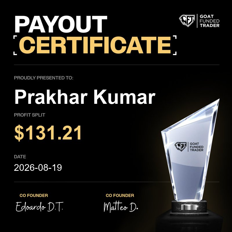 fundedpilot's tweet photo. Everyone claiming GFT doesn't pay out... here is the solid proof! 💥
The feeling of securing my FIRST EVER payout is absolutely unreal. 🚀 After 2 months of hard grinding, I finally did it!
Honestly, all of this is because of 'Goat Guard'. 🛡️ I was literally just $16 away from blowing my account, but it stepped in, saved me from a breach, and allowed me to bounce back to clear $800 in total profit!
Taking the 50% split today as a lesson, but this is just the beginning. First of many more to come! 🏆🐐

Big thanks to @GoatFunded @EdwardXLreal @rudra_jaisara
@spyderflow 

GFT team -
@goat_funded
@NazGFT
@NosaAdrian
@Haruna_gft
@igweGFT