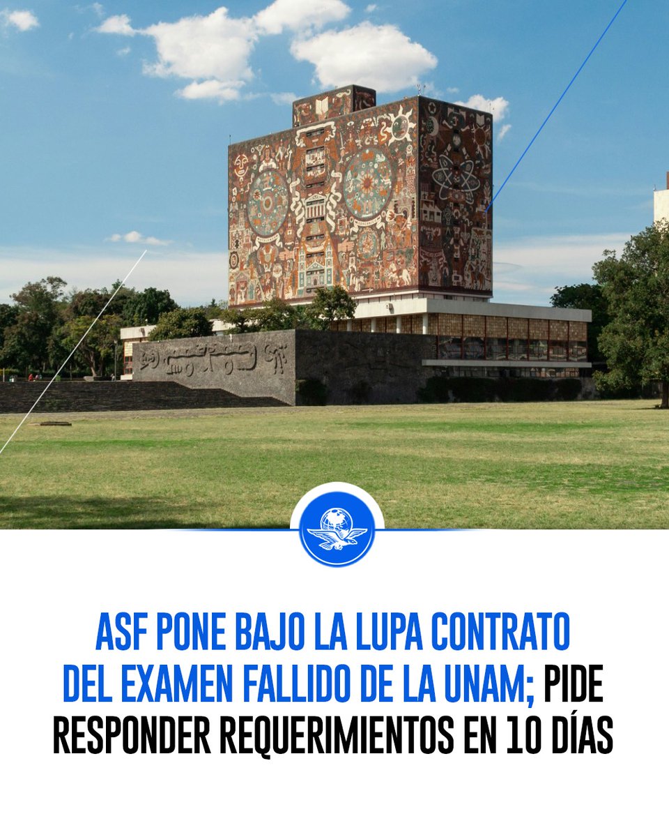 El_Universal_Mx's tweet photo. 🔴 La ASF investiga a la UNAM por presuntas irregularidades en la contratación de la plataforma para los exámenes de ingreso 2026.

Pide a la Universidad los registros multimedia de todos los aspirantes, contratos, facturas y bases de datos.

https://t.co/5FUKritqC2 https://t.co/AWXU5e1jVQ