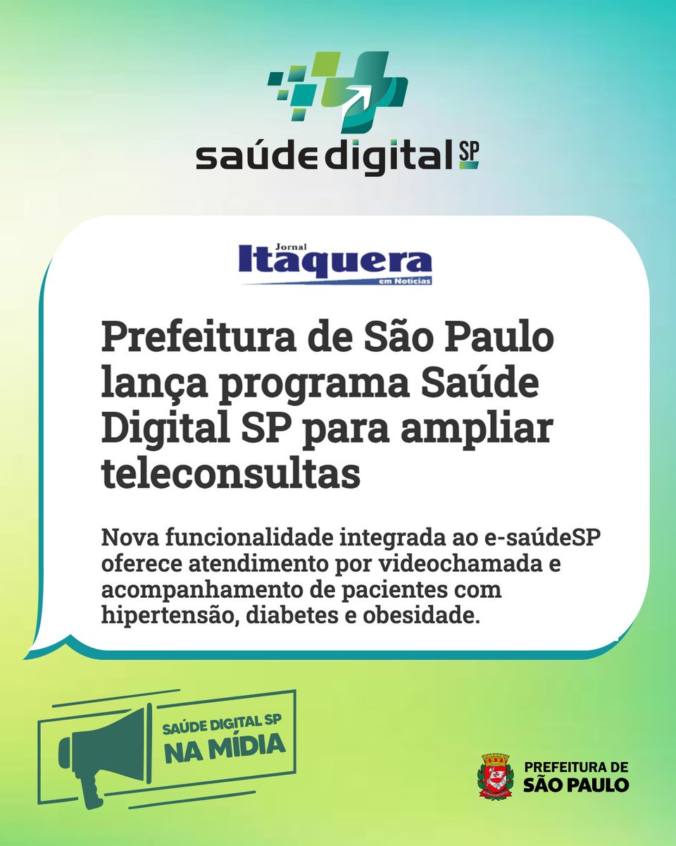 saudeprefsp's tweet photo. 📰💙 Edição especial do SMS na Mídia.

O Saúde Digital SP foi destaque na imprensa! Confira as principais notícias sobre a nova iniciativa da Secretaria Municipal da Saúde para ampliar e facilitar o acesso da população aos serviços de saúde.

📲 Deslize e confira! https://t.co/piBy9AhImO
