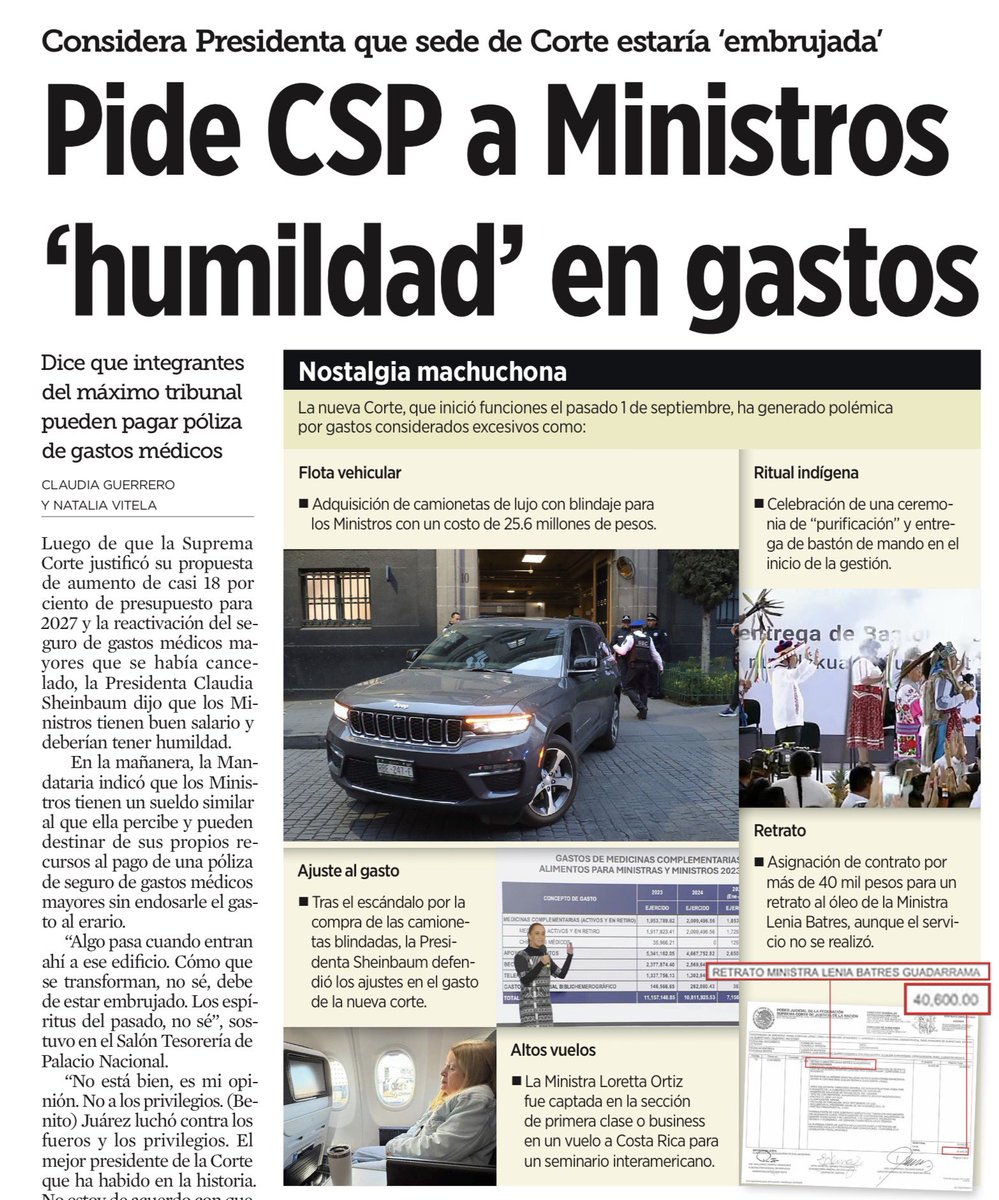 JoseMarioMX's tweet photo. La nueva Corte llegó hablando de pueblo, austeridad y fin de los privilegios. Menos de un año después discutimos camionetas blindadas, business class, seguros médicos privados y un presupuesto que pretende crecer alrededor de 18%. Algo salió muy mal. Y muy rápido.

Lo más grave no es cuánto cuesta una póliza. Es la velocidad con la que el discurso se deshizo cuando llegaron al cargo. Si la vieja Corte hacía estos gastos, eran privilegios de una élite. Si los hace la nueva, aparecen explicaciones, excepciones y necesidades institucionales. Qué conveniente.

La independencia judicial cuesta y hay que defenderla. Los privilegios, no. Quien llegó prometiendo una Corte distinta tiene una carga mayor: demostrarlo con sus actos. Porque para cambiar ministros y conservar las mismas mañas no hacía falta destruir un Poder Judicial.