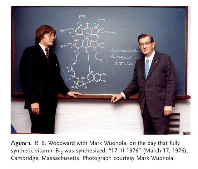 taurine__'s tweet photo. After a few years, Woodward and Eschenmoser would achieve, through an intercontinental collaboration, what is known as “the Everest of Organic Synthesis” - the monumental total synthesis of vitamin B12, which would take approximately 16 years, 80 steps, and 100 chemists. https://t.co/bzDgUfjmZR
