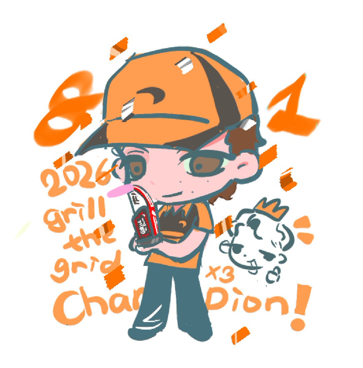 lveluxp's tweet photo. I actually drew this pic a week ago :3 Congrats to Oscar on winning the 2026 Grill The Grid Championship!#op81 https://t.co/Sig6ryurxn