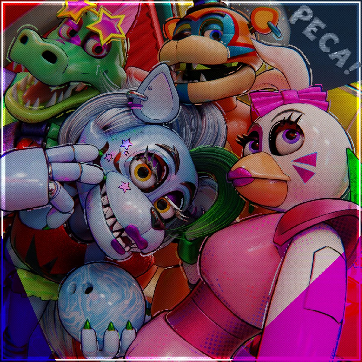 Alogeno123's tweet photo. THE GLAMROCK

-Retextures by me, based on the fnafbuster models

 #fnaf #glamrockfreddy #roxannewolf #mongomerygator #blender #glamrockchica #fnafsb https://t.co/8qcejxCJv7