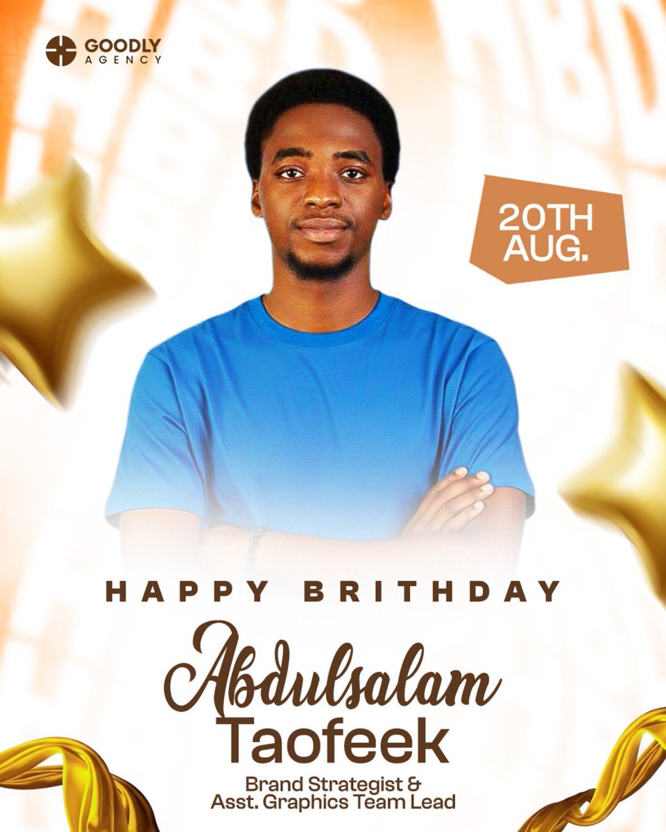 goodlyagency's tweet photo. 🎉 Happy Birthday, Abdulsalam Taofeek! 🎂
Celebrating our brilliant Brand Strategist — creative, dedicated, and an amazing team player. Here's to more growth, fresh ideas, and reasons to smile! ✨
From all of us at The Good Community 🥂🤎
#TeamGoodlyAgency #TheGoodCommunity https://t.co/RXShMSczoS