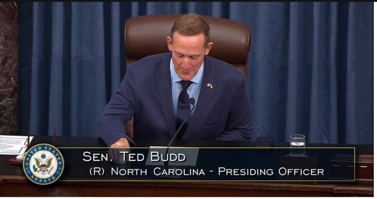 Ginasassyass's tweet photo. 🚨PRO FORMA TODAY🚨

Sen. Ted Budd from the state of Kentucky presided a Pro Forma session today, allowing the entire Senate to remain on Vacation instead of working for the American people, and leaving American elections unsecured. https://t.co/f8WIMUNpuu