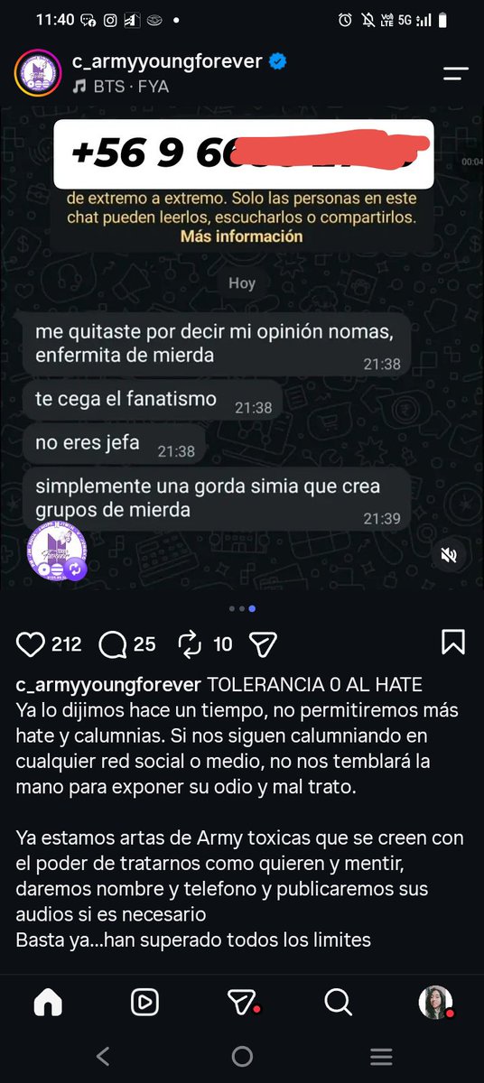 Lu_0ops's tweet photo. Oye que wea?? Estas ridículas culias hicieron este post exponiendo el número de una chica que les habló pq la sacaron de su grupo. Aclaro q la censura la puse yo, ellas literalmente expusieron su número. Mas allá del insulto, es algo en privado, y estas wnas van y ponen su numero https://t.co/s9QEj5MNiR