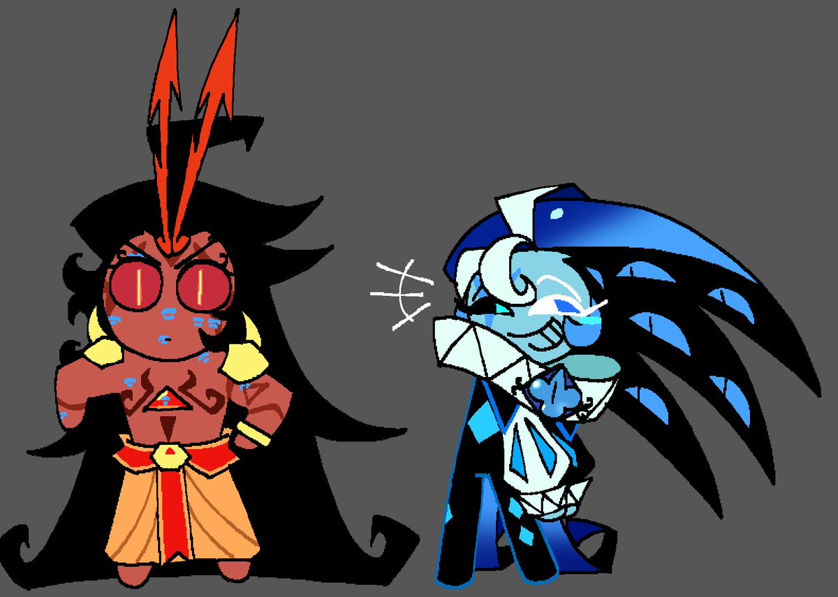 _Mistah_Crinj_'s tweet photo. Chibies again!! 

[ #COOKIERUNKINGDOM #SHADOWMILKCOOKIE #BURNINGSPICECOOKIE #BURNINGMILK #SHADOWSPICE #SPICYDRAMA ] https://t.co/X3xR9QQ0Lw