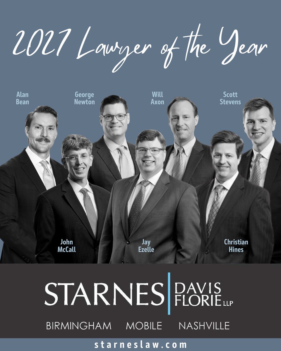 LlpStarnes's tweet photo. 36 SDF attorneys are listed in the 2027 edition of Best Lawyers in America, with Will Axon, Alan Bean, Jay Ezelle, Christian Hines, John McCall, and Scott Stevens also recognized as Best Lawyers – 2027 Lawyer of the Year. https://t.co/aslD3IxMnV
