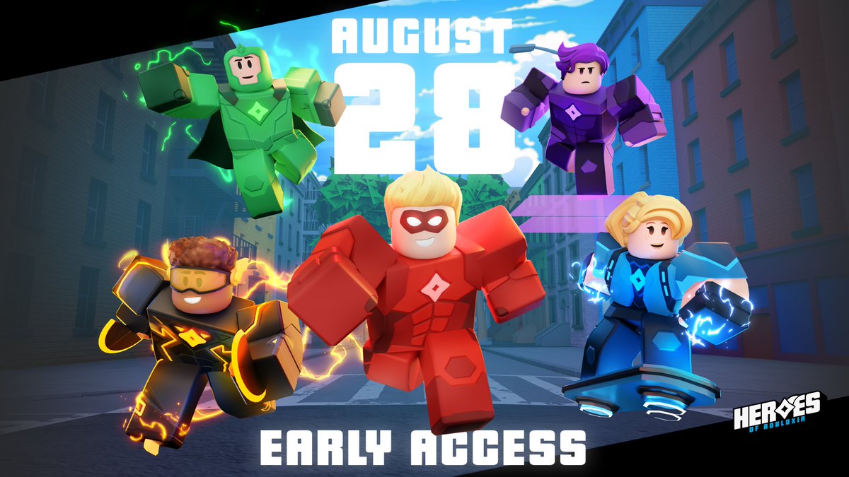 RobloxHeroes's tweet photo. The Heroes are back!

Heroes of Robloxia 2 goes into paid Early Access starting August 28th.
#HeroesOfRobloxia #Roblox https://t.co/Q7wqS8edU1