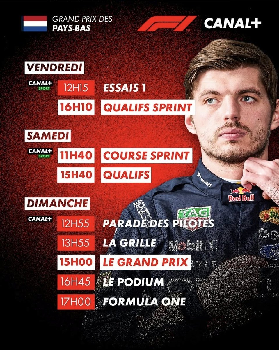 Julien_FEBREAU's tweet photo. 💥ALERTE PROGRAMME F1💥

C'est la rentrée et toute l'équipe #CanalF1 est super heureuse de vous retrouver pour ce Grand Prix des Pays-Bas !! 🏎️ 🏁 🇳🇱

Plein de nouveautés sur les F1, un week-end au format SPRINT, de la pluie attendue sur Zandvoort...

On ne va pas s'ennuyer sur les Antennes @canalplus !! 😁😉

#RDVau1erVirage #F1isBack