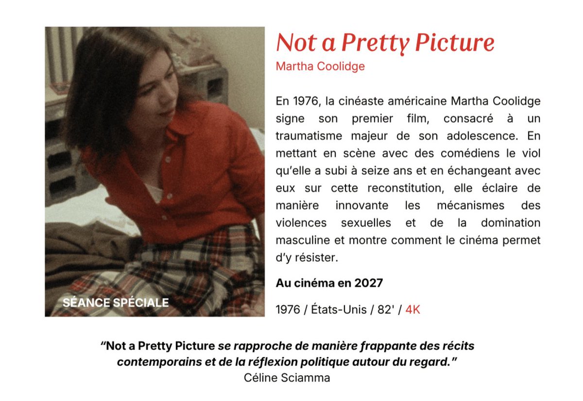 BBaronnet's tweet photo. En attendant une ressortie en salles en 2027, les spectateurs du Festival du cinéma américain de @DeauvilleUS auront la chance de découvrir une vraie rareté, Not a pretty Picture de Martha Coolidge, présenté par @mk2 https://t.co/49ILzwg6TY