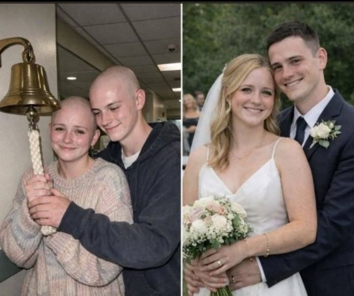 KingMVP225's tweet photo. Elle s’appelait Emma.

Il s’appelait Oliver.

Ils se sont rencontrés dans le couloir d’un hôpital pédiatrique — pas vraiment l’endroit où les histoires d’amour sont censées commencer.

Ils avaient tous les deux 15 ans.

Ils avaient tous les deux peur.

Ils se battaient tous les deux contre le cancer.

Au début, ce n’étaient que des regards discrets… puis de petites conversations… puis ils ont commencé à s’asseoir l’un à côté de l’autre pendant les traitements. Ils sont devenus la force l’un de l’autre dans les jours les plus difficiles.

Un après-midi, Oliver a appris qu’il était guéri.

Les infirmières ont souri, ses médecins ont doucement applaudi… et on lui a montré la cloche en laiton.

Mais Oliver n’a pas bougé.

Il s’est retourné vers Emma — toujours en train de se battre — et a doucement secoué la tête.

« Pas encore… je l’attends. »

Les semaines sont devenues des mois.

Puis un jour… ce fut le tour d’Emma.

Faible, émue, mais souriante à travers ses larmes — elle s’est tenue devant cette même cloche. Et cette fois, Oliver était à ses côtés.

Main dans la main, comme ils se l’étaient promis…

ils l’ont fait sonner ensemble.

Dix ans plus tard…

Ils se tenaient de nouveau côte à côte — non pas dans un couloir d’hôpital, mais devant l’autel.

Emma dans sa robe de mariée.

Oliver la serrant contre lui.

Un lieu différent. Le même sentiment.

Avant la cérémonie, ils se sont murmuré :

« On a réussi. »

Parce que pour eux, l’amour n’a pas commencé avec la perfection…

Il a commencé dans la survie.

Dans la patience.

Dans le choix de ne pas célébrer seul.

Et chaque année depuis, ils retournent dans cet hôpital — se tiennent devant cette cloche — et se souviennent du moment qui a tout changé.

Le jour où ils ont choisi d’attendre… l’un pour l’autre.

Source Page : Moi 🙃