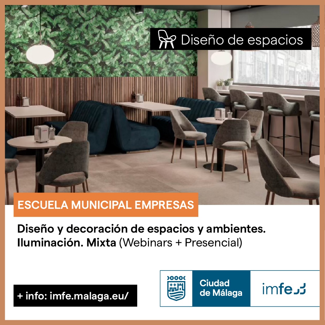 malagaimfe's tweet photo. 🛋️ Curso de 'Decoración e Interiorismo: Diseño de espacios para #empresas'.
📅 Del 15 de septiembre al 30 de octubre
💻 Formación semipresencial (modalidad mixta)
⏰ 99 horas
ℹ️ +info: https://t.co/u4jCZB3aLt
#Málaga #IMFEMálaga #Decoración #Interiorismo
@malaga @MalagaComercio https://t.co/UC4OeS66UT