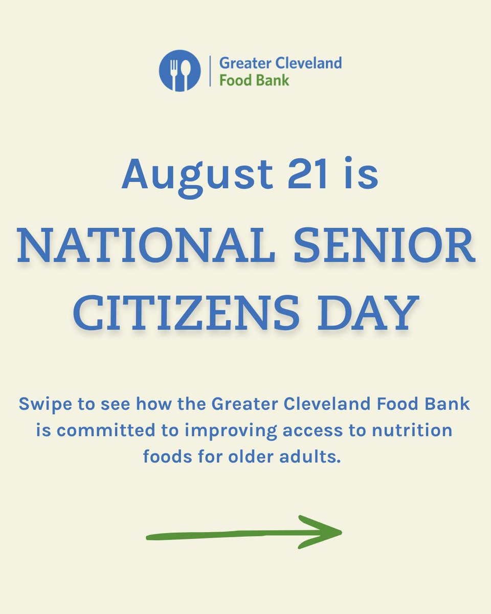 CleFoodBank's tweet photo. Tomorrow is #NationalSeniorCitizensDay! At the Greater Cleveland Food Bank, we prioritize seniors' wellness with focused initiatives like senior markets and hot meals. If you or someone needs food or other resources, call 216.738.2067 or visit https://t.co/pI3XTa7spJ. https://t.co/zLAq7tn4cU