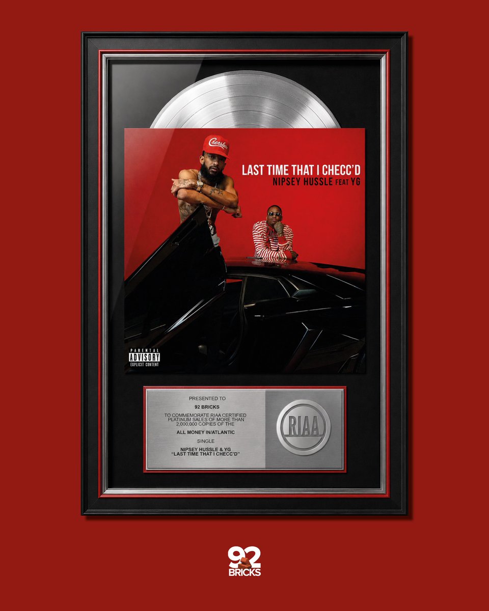 HussleForever's tweet photo. Nipsey just picked up 4 new @RIAA certifications 🏁
“Racks In The Middle” 4x Platinum
“Last Time That I Checc’d” 2x Platinum
“Million While You Young” Gold
“Loaded Bases” Gold
The Marathon Continues 🏁 https://t.co/5VsymZNQUC