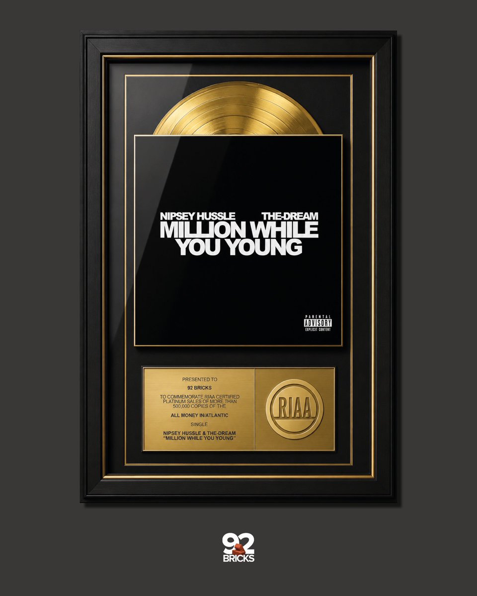 HussleForever's tweet photo. Nipsey just picked up 4 new @RIAA certifications 🏁
“Racks In The Middle” 4x Platinum
“Last Time That I Checc’d” 2x Platinum
“Million While You Young” Gold
“Loaded Bases” Gold
The Marathon Continues 🏁 https://t.co/5VsymZNQUC