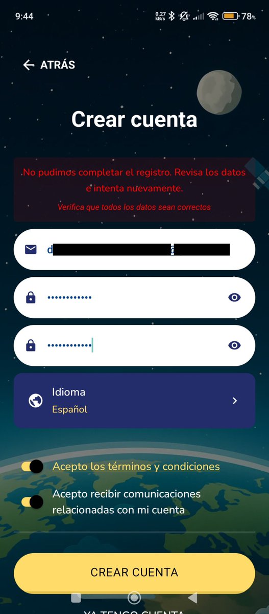 HydroCoffy's tweet photo. @CdeCiencia disculpa pero llevo minutos intentando crear una cuenta en la app de CosmoClass, aunque tengo buena señal no me permite crear una cuenta, disculpa las molestias #CosmoClass ¿A alguien más le pasa eso? https://t.co/EZpaQSmWT4