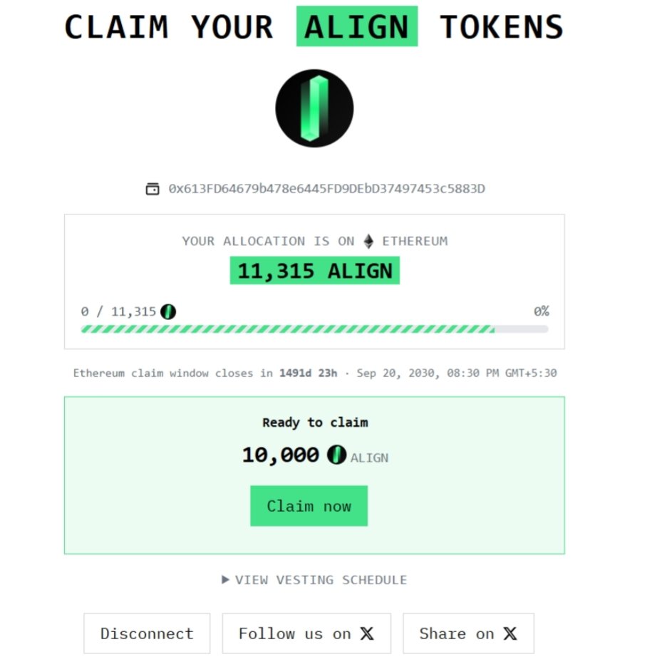 CryptoTeluguO's tweet photo. 🪂 @alignedlayer Airdrop is live

🔗 https://t.co/lcQNQLO3oh
📸 Claim &amp; post your screenshot

💸 1 $ALIGN - $0.23
😂Yet to claim from my all wallets

🪙My total allocation ~100K $ALIGN
💵Now worth - $2300

😉Not bad

💙Like
🔁RT https://t.co/n2NamC2IFB