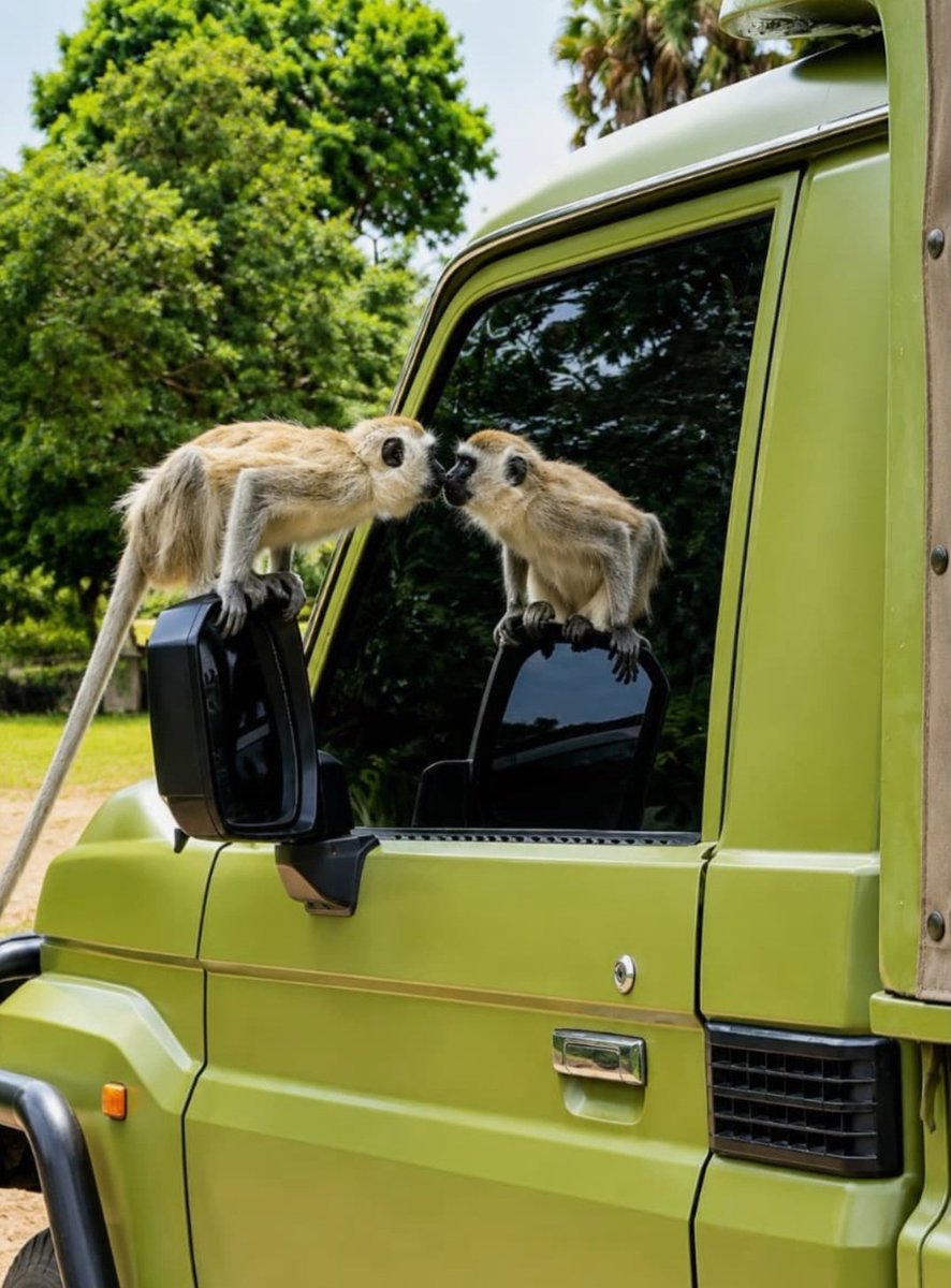 KWSWesternCirct's tweet photo. When your safari ride comes with a surprise visitor! 

At Saiwa Swamp National Park, even the vehicle windows can become the perfect spot for a little primate-to-primate conversation. 

Wildlife encounters don’t get more playful than this! Come meet the wild neighbours of Saiwa . https://t.co/S61wF9OUtr