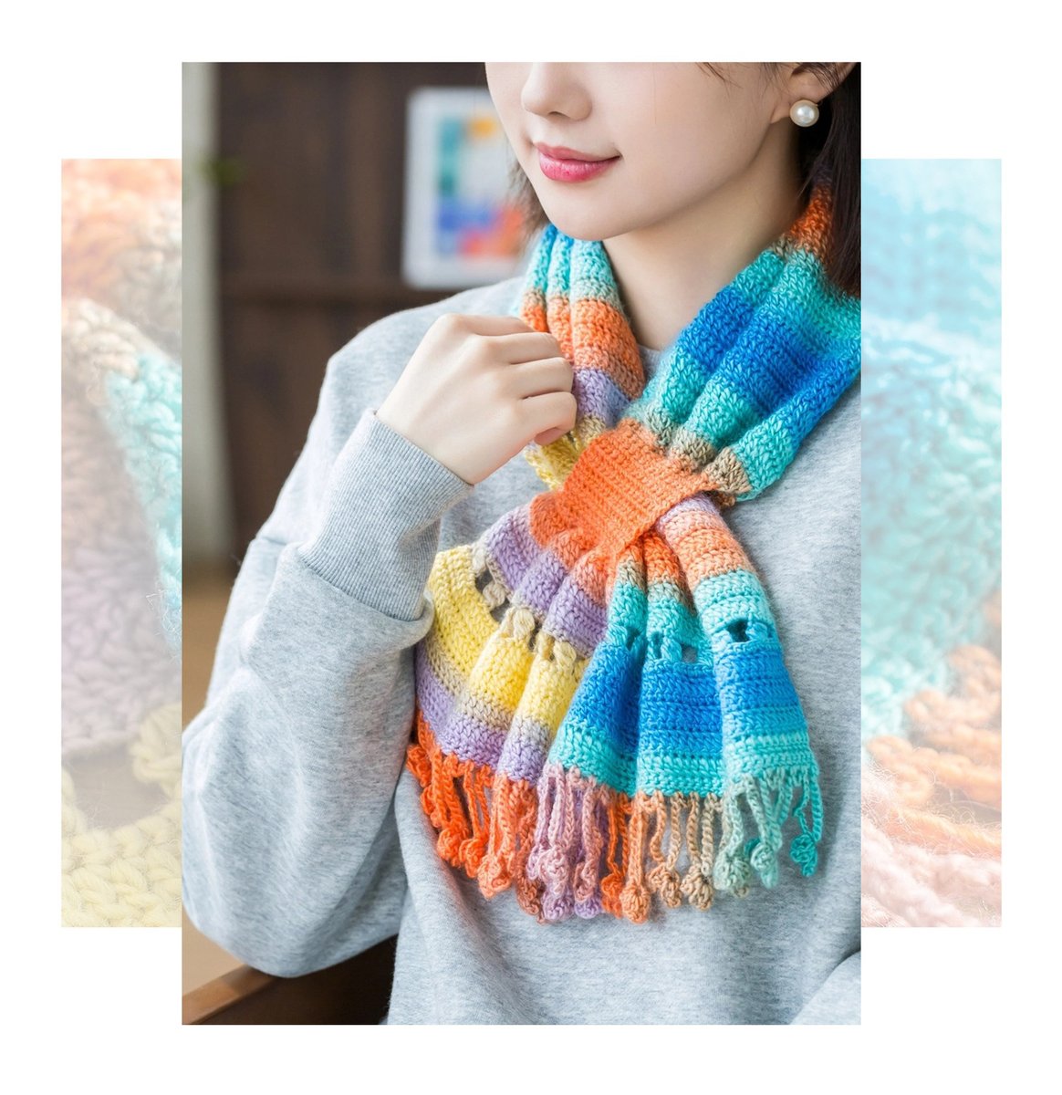 ok28206070's tweet photo. Just finished my custom knit winter scarf! Soft yarn + hand-stitched details = the coziest self-made gift for my bestie https://t.co/rFF7dejT1P