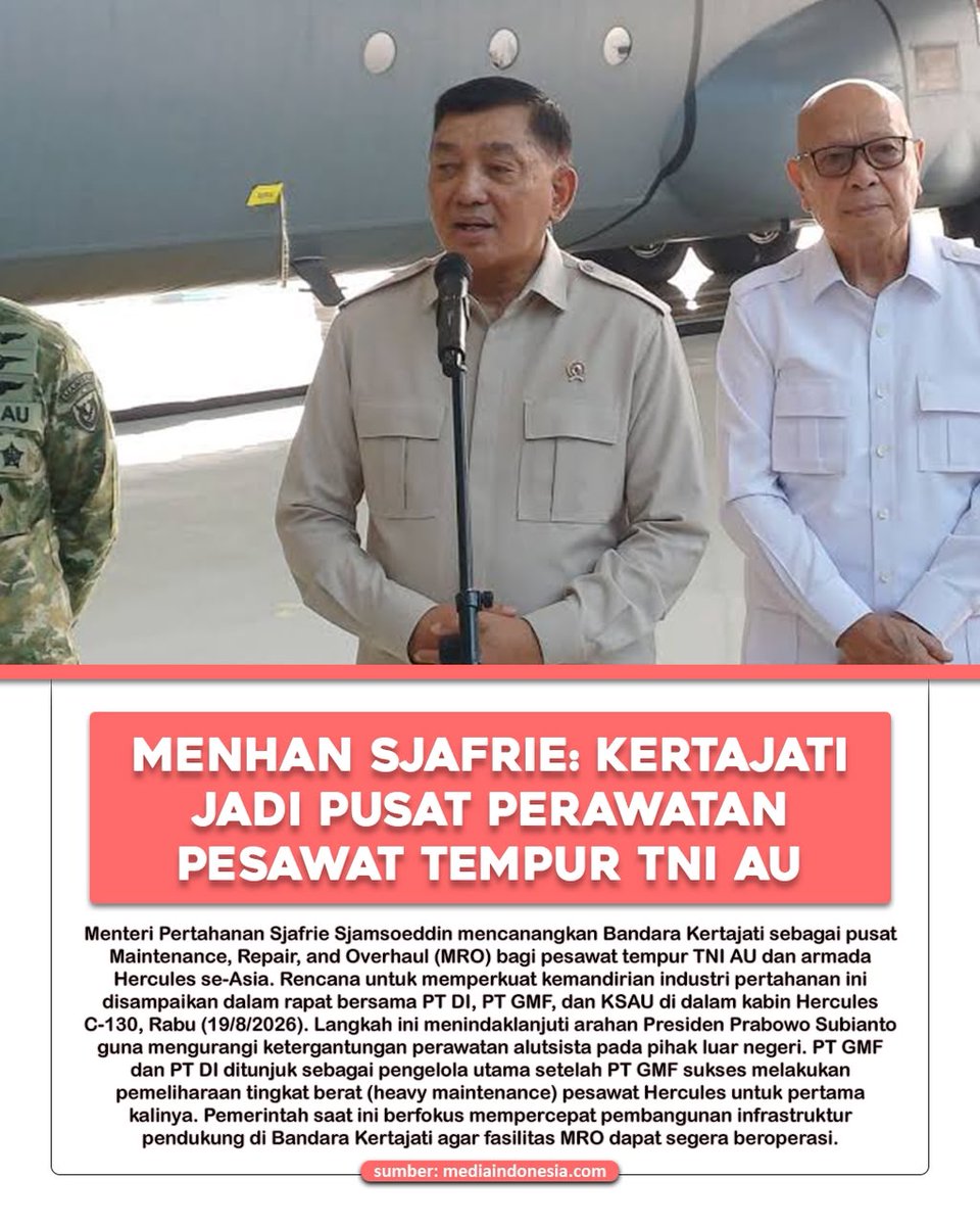 p3mohon's tweet photo. Kemandirian alutsista udara!🔥 Momen Menhan Sjafrie Sjamsoeddin tinjau Kertajati demi dukung kesiapan armada udara militer nasional. https://t.co/rA0GqHzerk