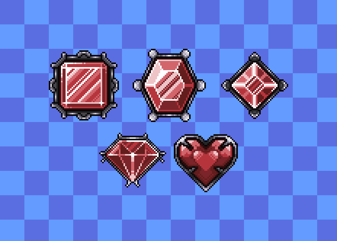 AndroxPixelArt's tweet photo. Gems #pixelart #aseprite #gameart https://t.co/rZcH3zeVHx