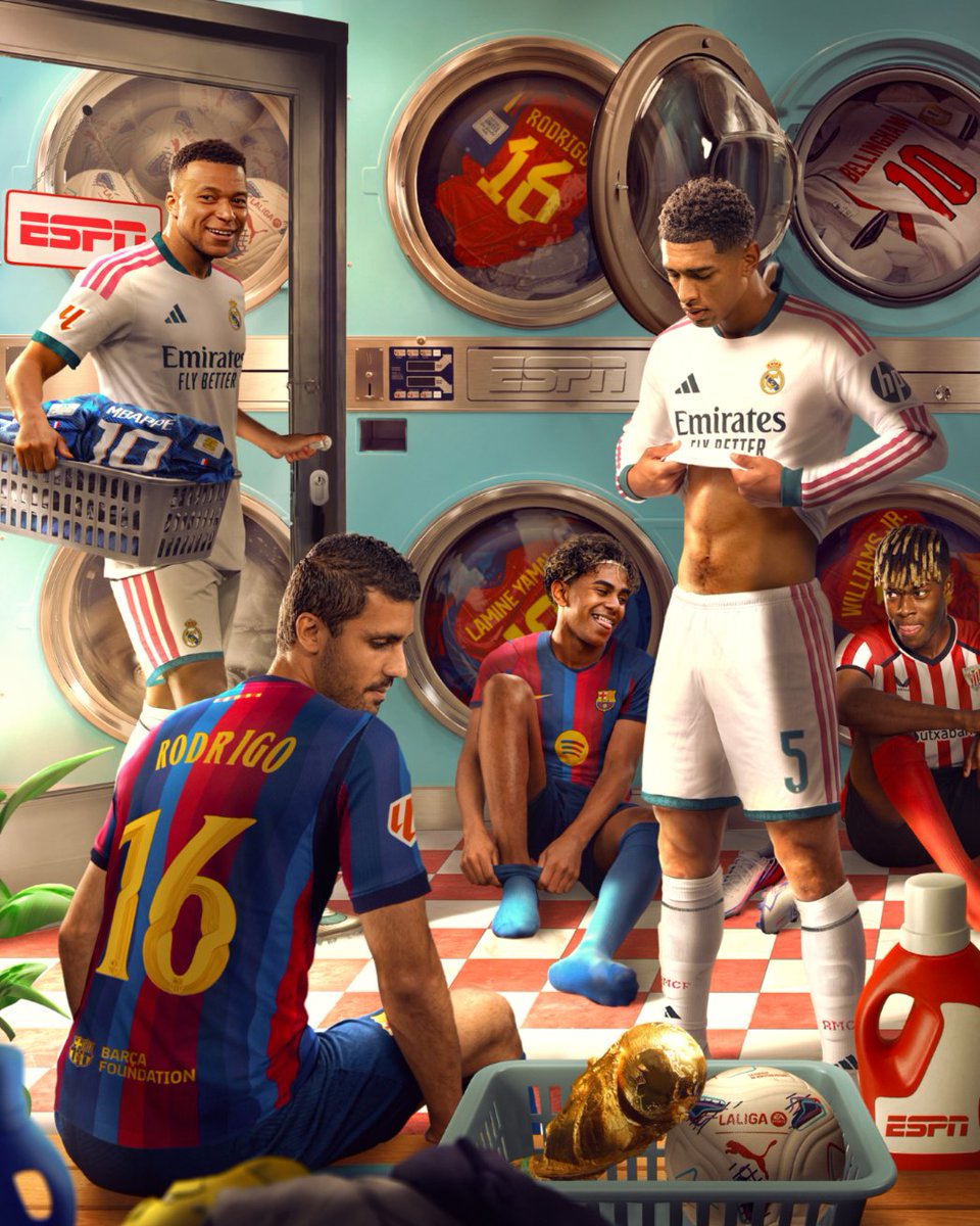ESPNFC's tweet photo. The Stars of the Summer are back with fresh kits for a brand new LALIGA season 😤

Tap into ESPN+ for every match 🔥 https://t.co/PzrLdxbMfB