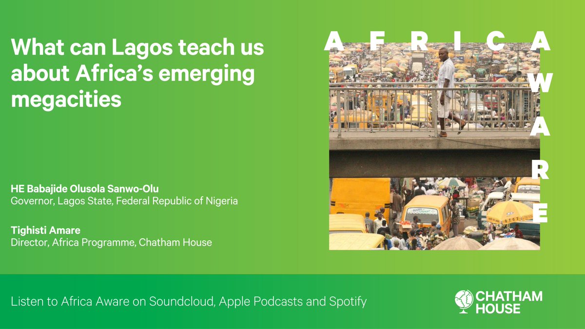 AfricaProg's tweet photo. 🎙️| By 2050, many of the world’s fastest-growing cities will be in #Africa.

HE @jidesanwoolu joins @ChathamHouse’s @tighistiamare to discuss how Lagos is developing solutions to manage rapid population growth and deliver infrastructure at scale: https://t.co/NUXfu8ocxJ https://t.co/LHOnzRUJoB