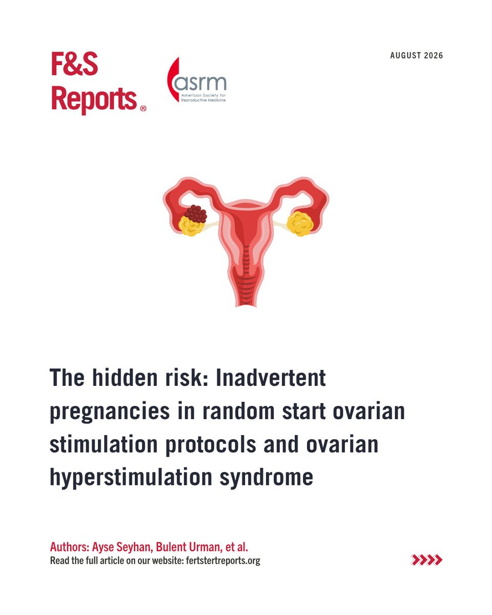 FertStert's tweet photo. 🔴 In F&amp;S Reports:

The hidden risk: Inadvertent pregnancies in random start ovarian stimulation protocols and ovarian hyperstimulation syndrome

Full text 👇
https://t.co/t7wgRqUBTZ https://t.co/Mxf2yj0TMi