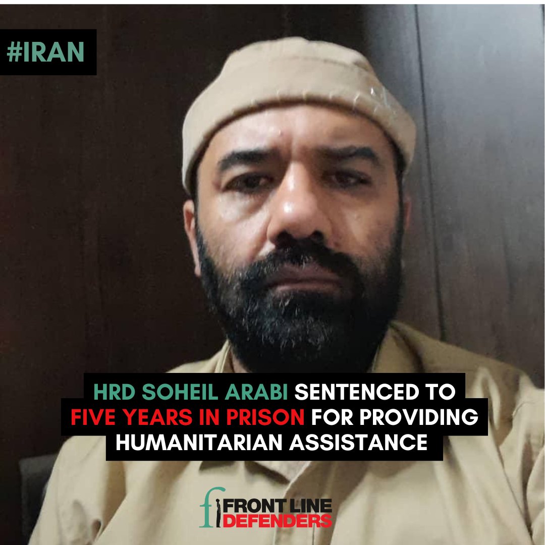 FrontLineHRD's tweet photo. 📍IRAN

🚨HRD Soheil Arabi was sentenced to 5 years in prison over his social media activities and support for protesters.

We believe his sentencing is directly linked to his legitimate and peaceful human rights activities and call for charges to be dropped.

🔗 https://t.co/CuMxLaJKH8