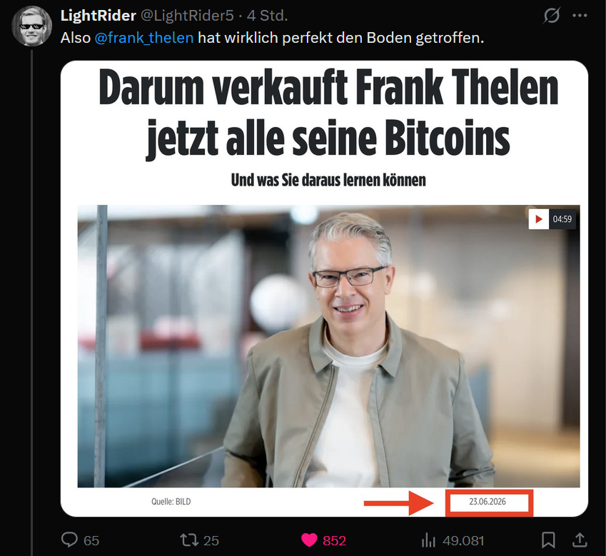 RomanReher's tweet photo. Ja, @frank_thelen  hat am Bottom seine Bitcoin verkauft.

Aber er hält noch seine ETH😅
"bisher also eine SEHR GUTE ENTSCHEIDUNG"

Kann man sich nicht ausdenken. 😂

Achso und irgendwann in diesem Zeitraum hat er mich auch noch geblockt... warum auch immer lol https://t.co/qQTm4XDpkN