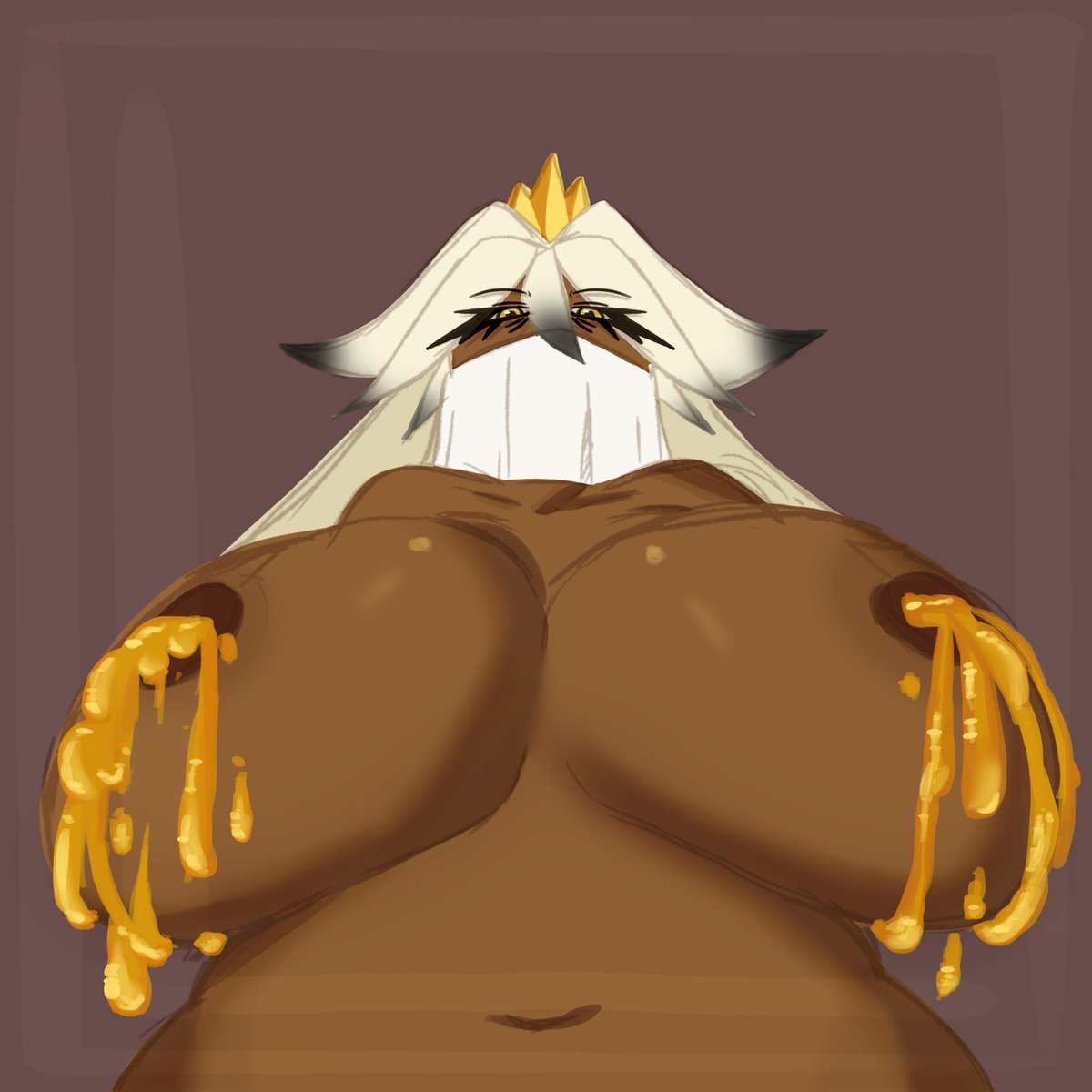 lenoresnores_'s tweet photo. Queen's Royal Honey (decided to render a sketch from previous post and it got away from me lol)
#nsfwart #nsfwoc #honey #honeymilk #breastfeed #lactation https://t.co/1RVfCJ4MoD