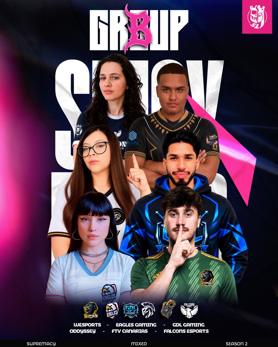 CR_Supremacy's tweet photo. 🚺 𝐆𝐑𝐎𝐔𝐏 𝐁 - 𝐒𝐌𝐂𝐘 𝐌𝐈𝐗𝐄𝐃 𝐒𝟐 🚹

We officially present the teams that will make up Group B of the Supremacy League Mixed Edition!  🏆

🇩🇪 @WeSports_CR
🇬🇷 @EGeSportsCR
🇲🇽 @GDL_GamingCR
🇩🇪 @Oddyssey_offcl
🇪🇸 @FtvCanarias
🇪🇸 @Falcons_CR 

🍀 GOOD LUCK TO ALL THE TEAMS!

#SMCY2026 #MixedSeason2 #ClashRoyale