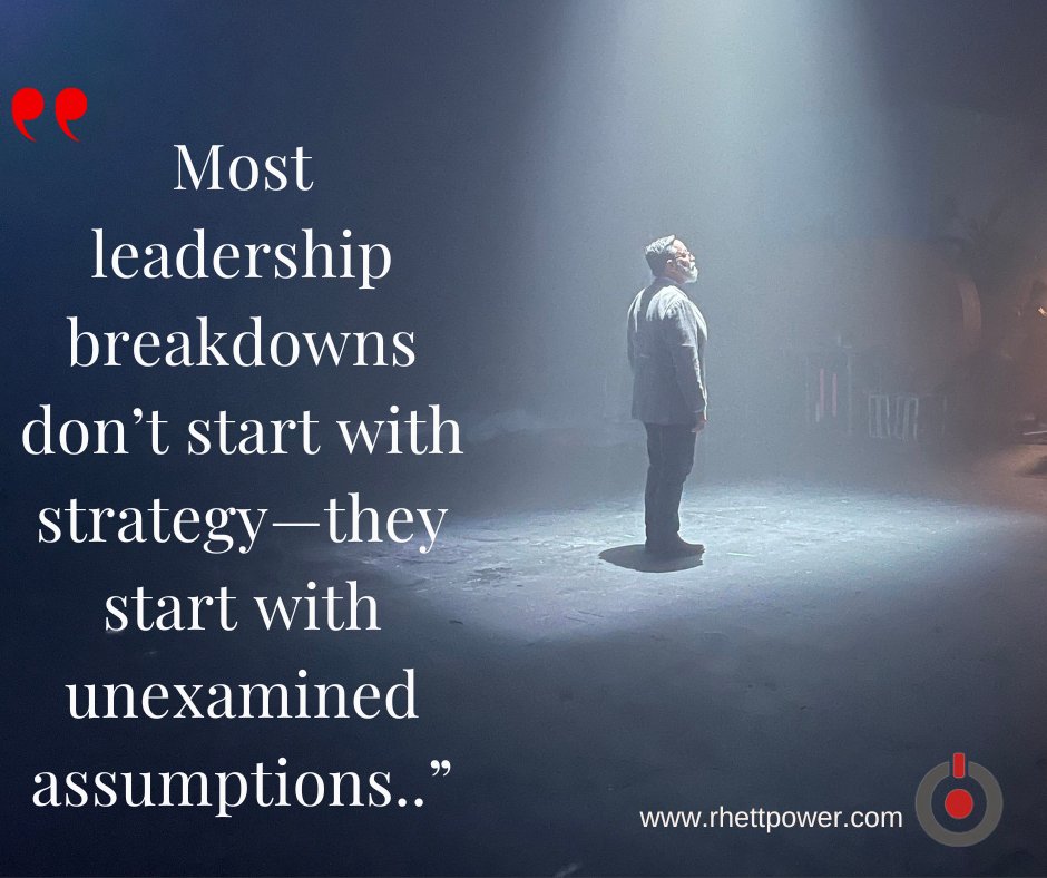 rhettpower's tweet photo. Most leadership breakdowns don’t begin with strategy.

They begin with assumptions left unexamined. Challenge your thinking first, and better decisions - and better results - often follow.

#SelfLeadership #CriticalThinking #Accountabilityinc #GrowthMindset #ThoughtLeader https://t.co/eJzKdyqMEP