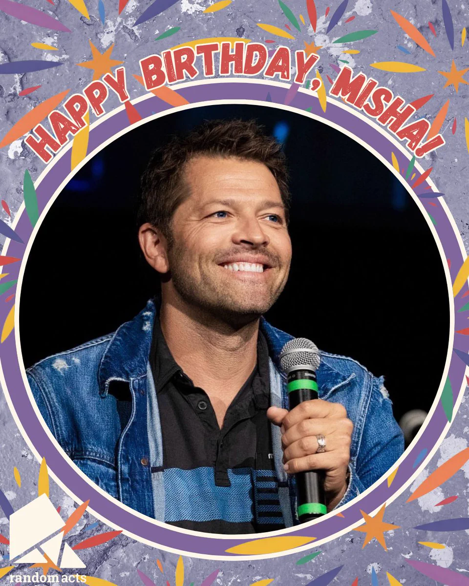 picture of Misha Collins plus the words "Happy Birthday Misha!"