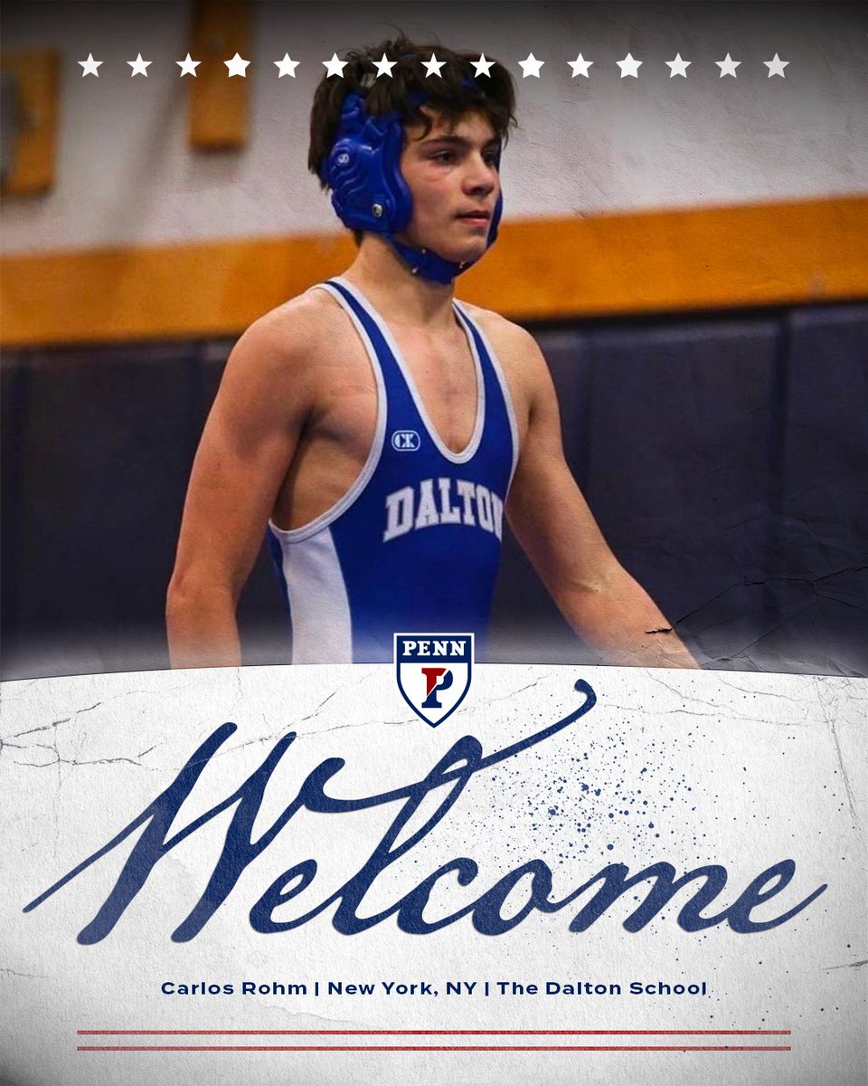 PennWrestling's tweet photo. 𝗪𝗲𝗹𝗰𝗼𝗺𝗲 𝘁𝗼 𝗣𝗵𝗶𝗹𝗹𝘆!            

Excited to welcome Carlos Rohm to the program!          

#TheBuild x #FightOnPenn https://t.co/ElE3yKNZvE