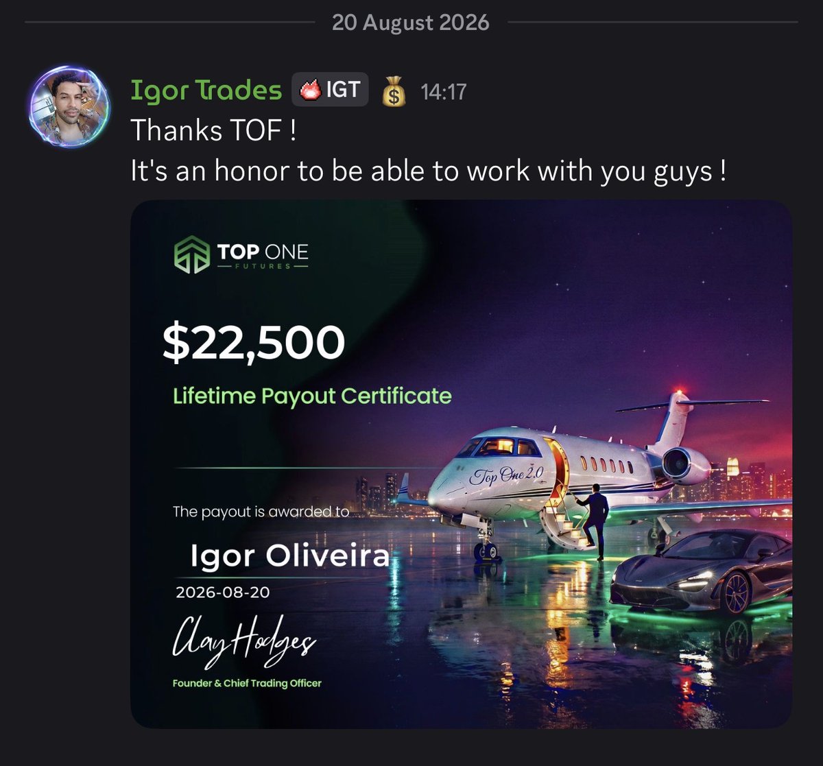 TopOneFutures's tweet photo. Nothing to see here...

Just a trader casually racking up $22.5K in lifetime payouts.

Big shoutout to Igor. 🔥 https://t.co/dZ8MpFsQDo