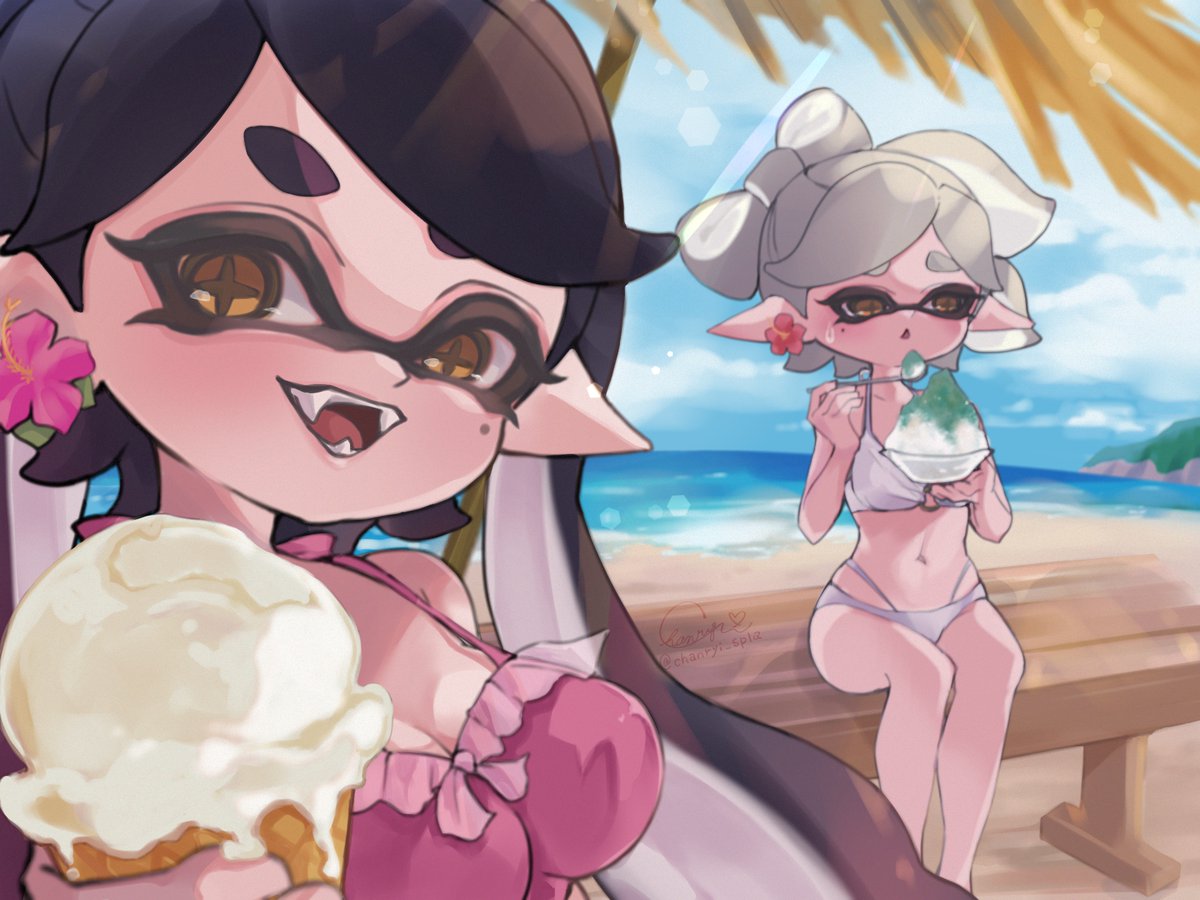 chanryi_spla's tweet photo. 「ひとくちたべる〜？」🍦💕 https://t.co/BcAraLNz9b