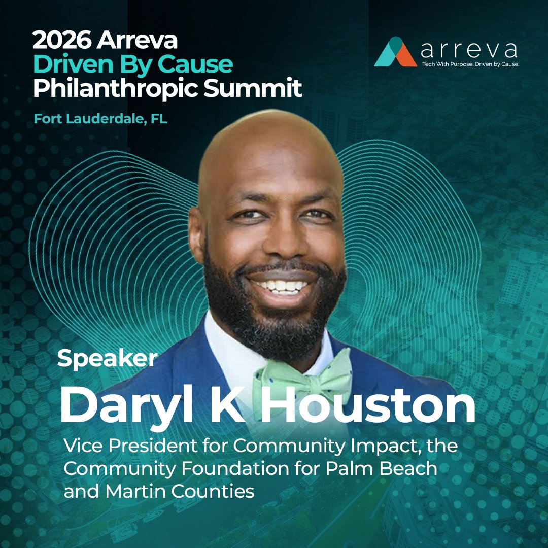 ARREVA's tweet photo. We’re excited to announce that Daryl K. Houston, VP of Community Impact at the Community Foundation for Palm Beach and Martin Counties, will take the stage as a keynote speaker at the 2026 Arreva Driven By Cause Philanthropic Summit! 🎟️ Don't miss it: https://t.co/ElOCeQ4ieD https://t.co/wtYD95tggV